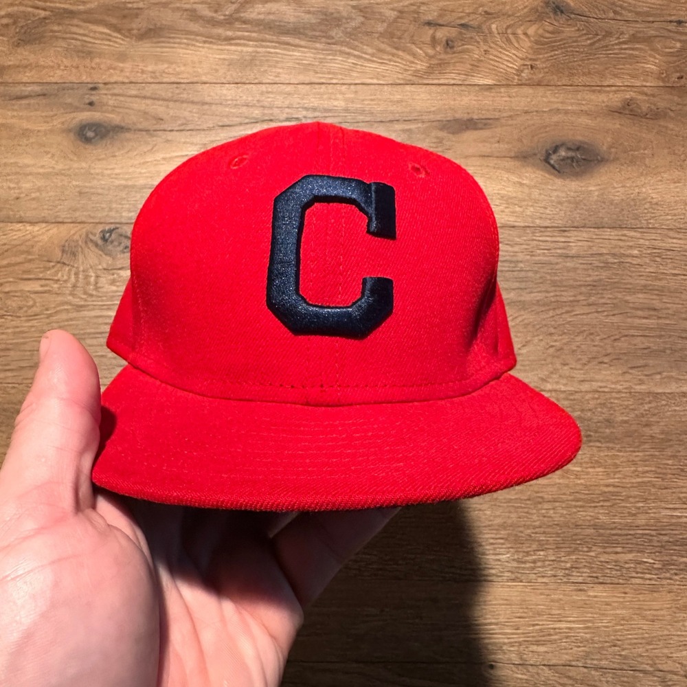 New Era Red Cleveland Gaurdians MLB 59FIFTY Fitted Hat Kids Size 6‎ 1/2 52cm